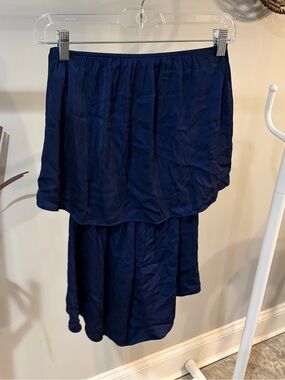 Gab & Kate Navy Strapless Tiered Jumpsuit Romper shorts size small